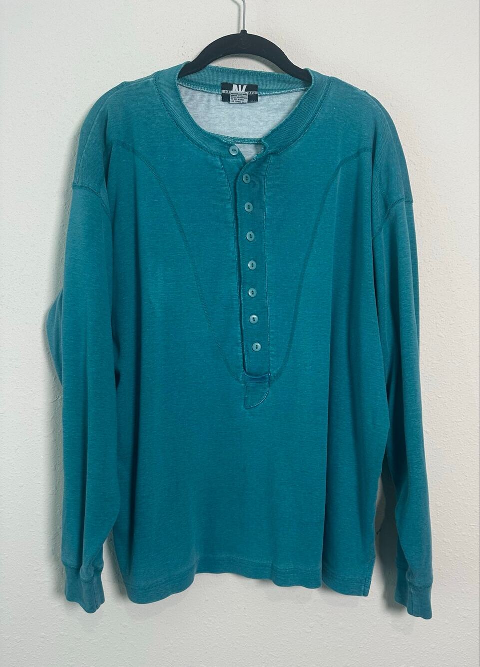 Vintage  Austin Kane long-sleeve henley Teal Large